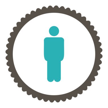 Dostum düz gri ve mavi renkler yuvarlak damga simgesi