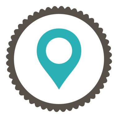 Yuvarlak damga simge harita işareti düz gri ve mavi renkler