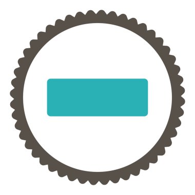 Yuvarlak damga simgesi eksi düz gri ve mavi renkler