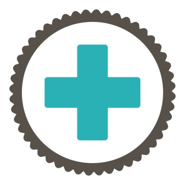 Ve pul simgesi yuvarlak düz gri ve mavi renkleri