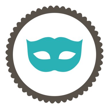 Yuvarlak damga simgesi gizlilik maskesi düz gri ve mavi renkler