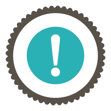 Sorun düz gri ve mavi renkler damga simgesi yuvarlak