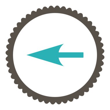 Yuvarlak damga simge keskin sol ok düz gri ve mavi renkler