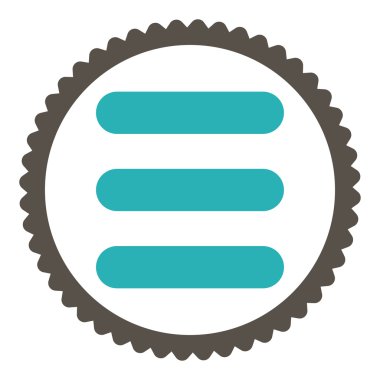 Yuvarlak damga simgesi yığın düz gri ve mavi renkler