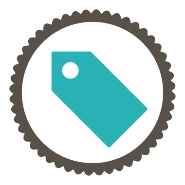 Yuvarlak damga simge etiketi düz gri ve mavi renkler