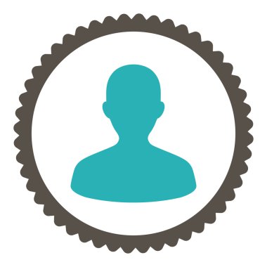 Yuvarlak damga simgesi Kullanıcı düz gri ve mavi renkler