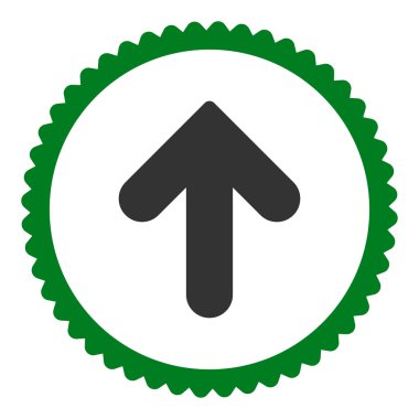 Ok yukarı düz yeşil ve gri renkler damga simgesi yuvarlak