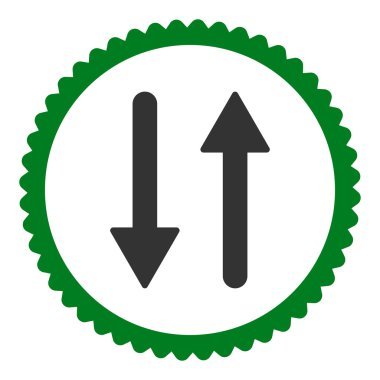 Oklar Exchange dikey düz yeşil ve gri renkler damga simgesi yuvarlak