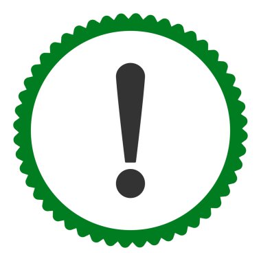 Ünlem işareti yeşil ve gri renkler damga simgesi yuvarlak düz