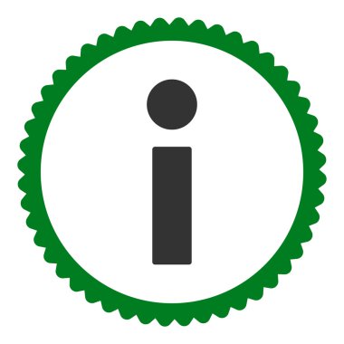 Info düz yeşil ve gri renkler damga simgesi yuvarlak