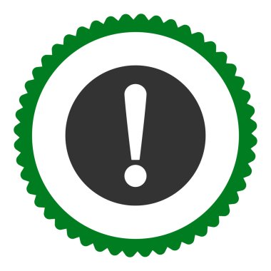 Sorun düz yeşil ve gri renkler damga simgesi yuvarlak