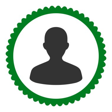 Kullanıcı düz yeşil ve gri renkler damga simgesi yuvarlak