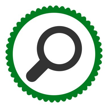 Yuvarlak damga simge görünümü düz yeşil ve gri renkler