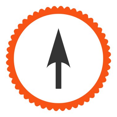 Yuvarlak damga simgesi ok eksen Y düz turuncu ve gri renkler