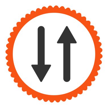 Yuvarlak damga simgesi okları Exchange dikey düz turuncu ve gri renkler