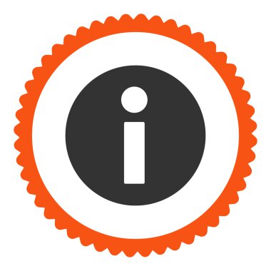 Yuvarlak damga simgesi bilgi düz turuncu ve gri renkler