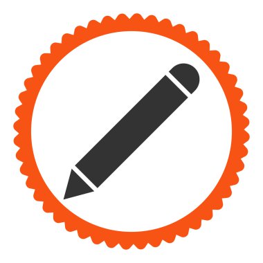 Yuvarlak damga simgesi kalem düz turuncu ve gri renkler