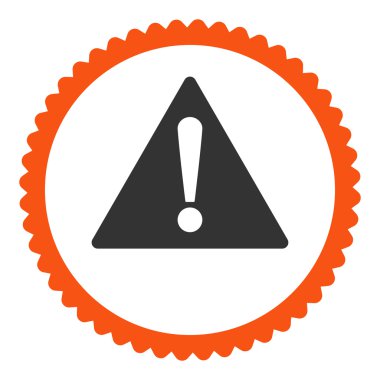 Yuvarlak damga simgesi uyarı düz turuncu ve gri renkler