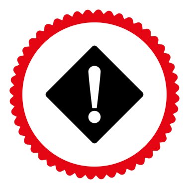 Yuvarlak damga simgesi hata düz yoğun kırmızı ve siyah renk