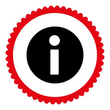 Yuvarlak damga simgesi bilgi düz yoğun kırmızı ve siyah renk