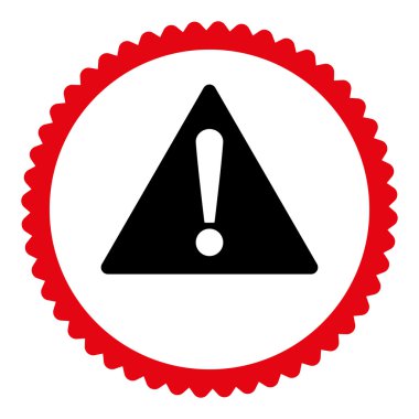 Uyarı düz yoğun kırmızı ve siyah renkler yuvarlak damga simgesi