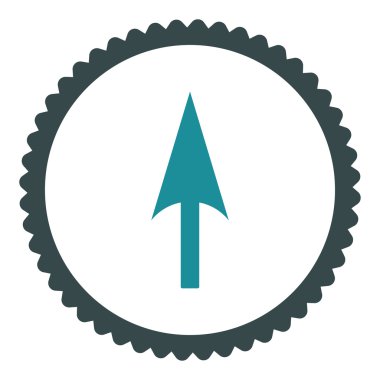 Ok eksen Y düz yumuşak mavi renkler damga simgesi yuvarlak