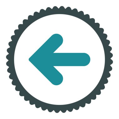 Ok sol düz yumuşak mavi renkler damga simgesi yuvarlak