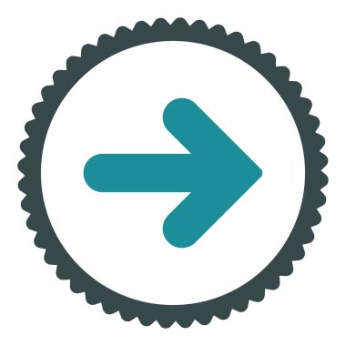 Ok sağ düz yumuşak mavi renkler damga simgesi yuvarlak