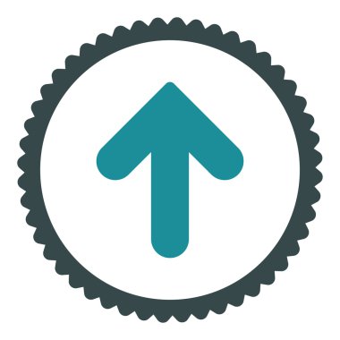 Ok yukarı düz yumuşak mavi renkler damga simgesi yuvarlak