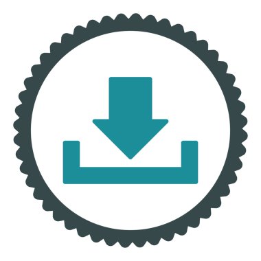 Düz yumuşak mavi renkler damga simgesi yuvarlak indir