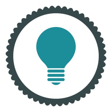 Elektrikli ampul düz yumuşak mavi renkler damga simgesi yuvarlak