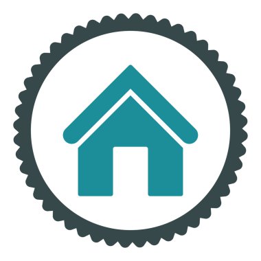 Ev düz yumuşak mavi renkler damga simgesi yuvarlak