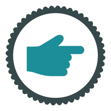 İşaret parmağı düz yumuşak mavi renkler damga simgesi yuvarlak