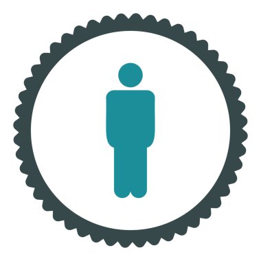 Adam düz yumuşak mavi renkler damga simgesi yuvarlak