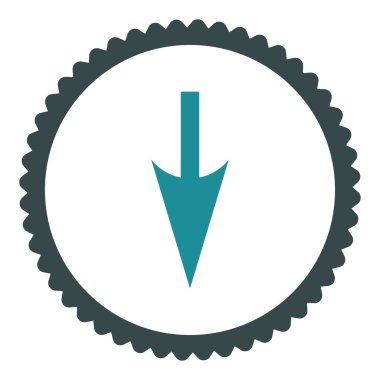 Aşağı keskin ok düz yumuşak mavi renkler damga simgesi yuvarlak