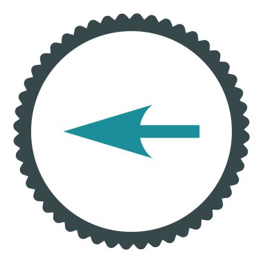 Keskin sol ok düz yumuşak mavi renkler damga simgesi yuvarlak