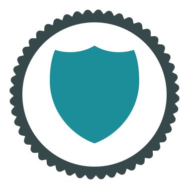 Kalkan düz yumuşak mavi renkler damga simgesi yuvarlak