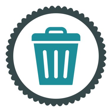 Çöp Can düz yuvarlak damga simgesi yumuşak mavi renkler