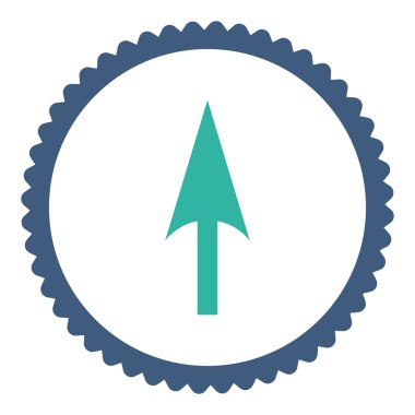 Ok eksen Y düz kobalt ve mavi renkler damga simgesi yuvarlak