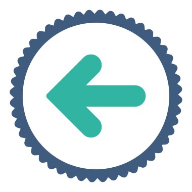 Ok sol düz kobalt ve mavi renkler damga simgesi yuvarlak