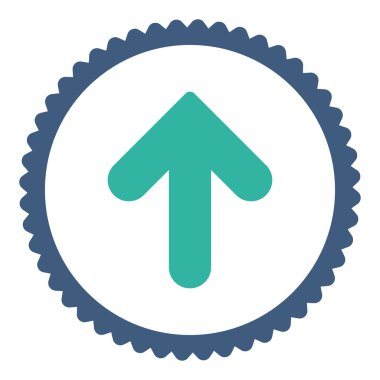 Ok yukarı düz kobalt ve mavi renkler damga simgesi yuvarlak