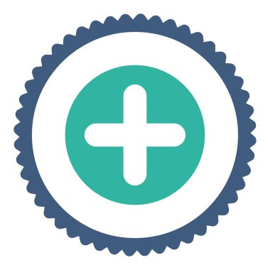 Düz kobalt oluşturmak ve mavi renkler damga simgesi yuvarlak