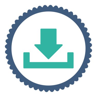 Düz kobalt indirmek ve mavi renkler damga simgesi yuvarlak