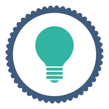 Elektrikli ampul düz kobalt ve mavi renkler damga simgesi yuvarlak