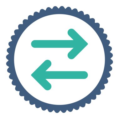 Yatay düz kobalt flip ve mavi renkler damga simgesi yuvarlak