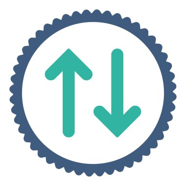 Düz kobalt flip ve mavi renkler damga simgesi yuvarlak