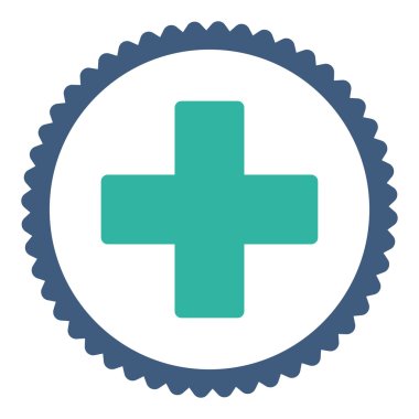 Artı düz kobalt ve mavi renkler damga simgesi yuvarlak