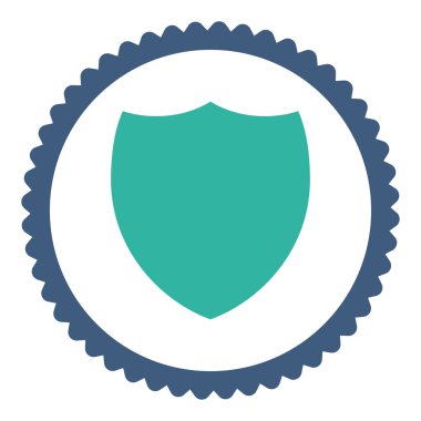 Kalkan düz kobalt ve mavi renkler damga simgesi yuvarlak