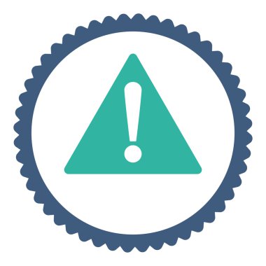 Uyarı düz kobalt ve mavi renkler damga simgesi yuvarlak