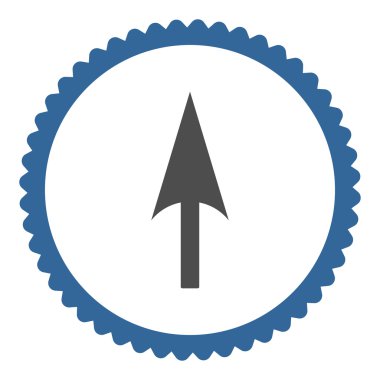 Ok eksen Y düz kobalt ve gri renkler damga simgesi yuvarlak